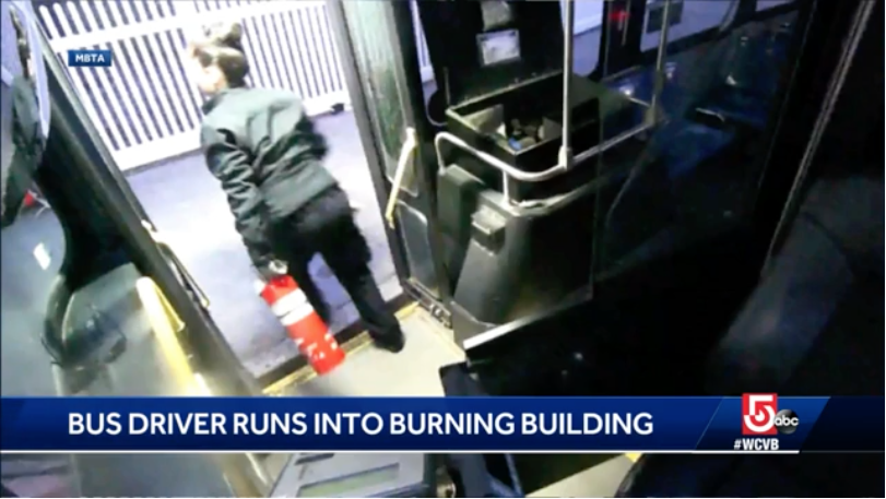 Bus driver praised for using fire extinguisher