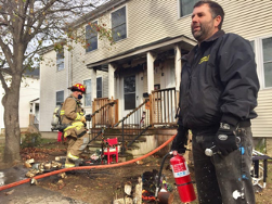 Fire extinguisher used to put out porch fire