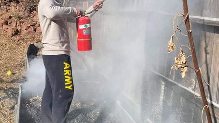 Hikers extinguish small fire