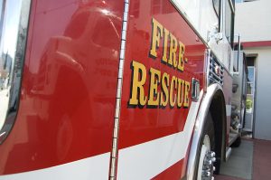 Side of fire rescue truck