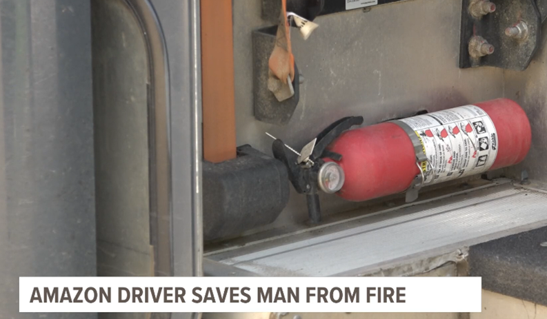 amazon driver saves man from fire